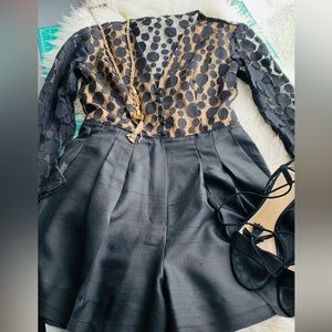 Black and lace jumpsuit.